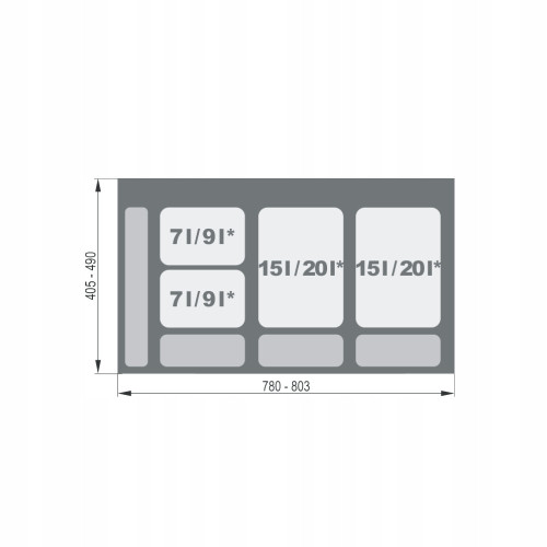 Kosz na śmieci segregator do 90 2x15 2x7L PRAKTIKO WE14.1826.05.049
