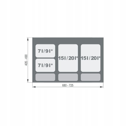 Kosz na śmieci segregator do 80 2x15 2x7L PRAKTIKO WE14.1824.05.049