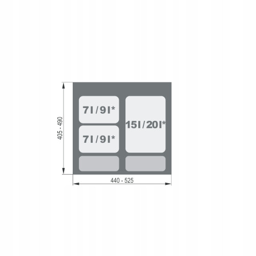 Kosz na śmieci segregator do 60 2x7 1x15L PRAKTIKO WE14.1822.05.049