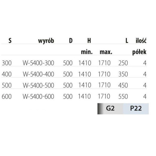 Kosz CARGO MAXI 500 mm, 4 półki, srebrny W-5400-500.P22