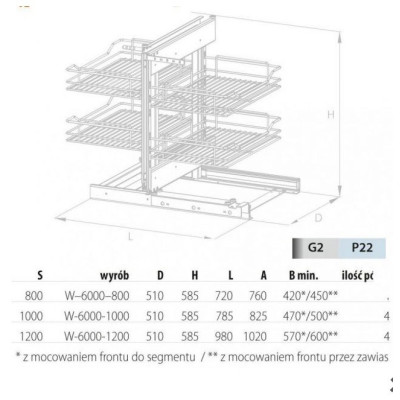 Kosz Magic Comfort 1200 uniwersalny W-6000-1200.G2 CHROM