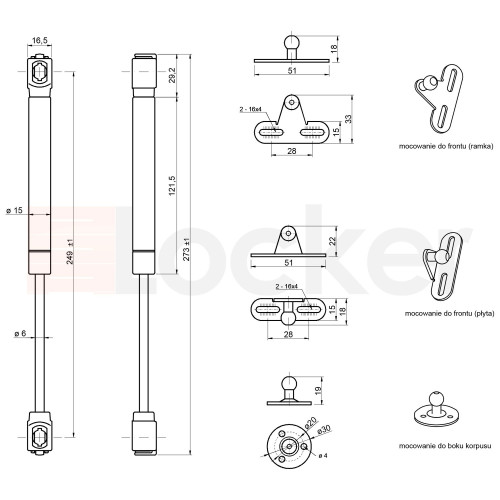 Podnośnik gazowy 120N PD-G0120-02-N02