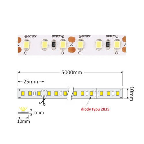 Taśma LED Premium 60W, bez żelu, biała ciepła
