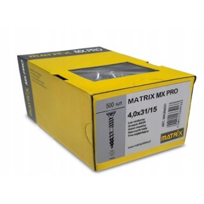 Wkręty Matrix MX PRO 4x31/15 500szt. do drewna +bit mx20 gratis