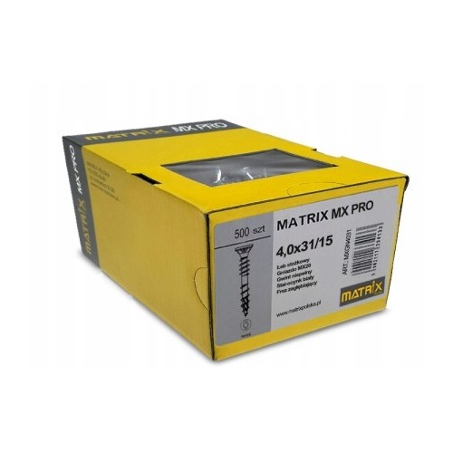 Wkręty Matrix MX PRO 4x31/15 500szt. do drewna +bit mx20 gratis